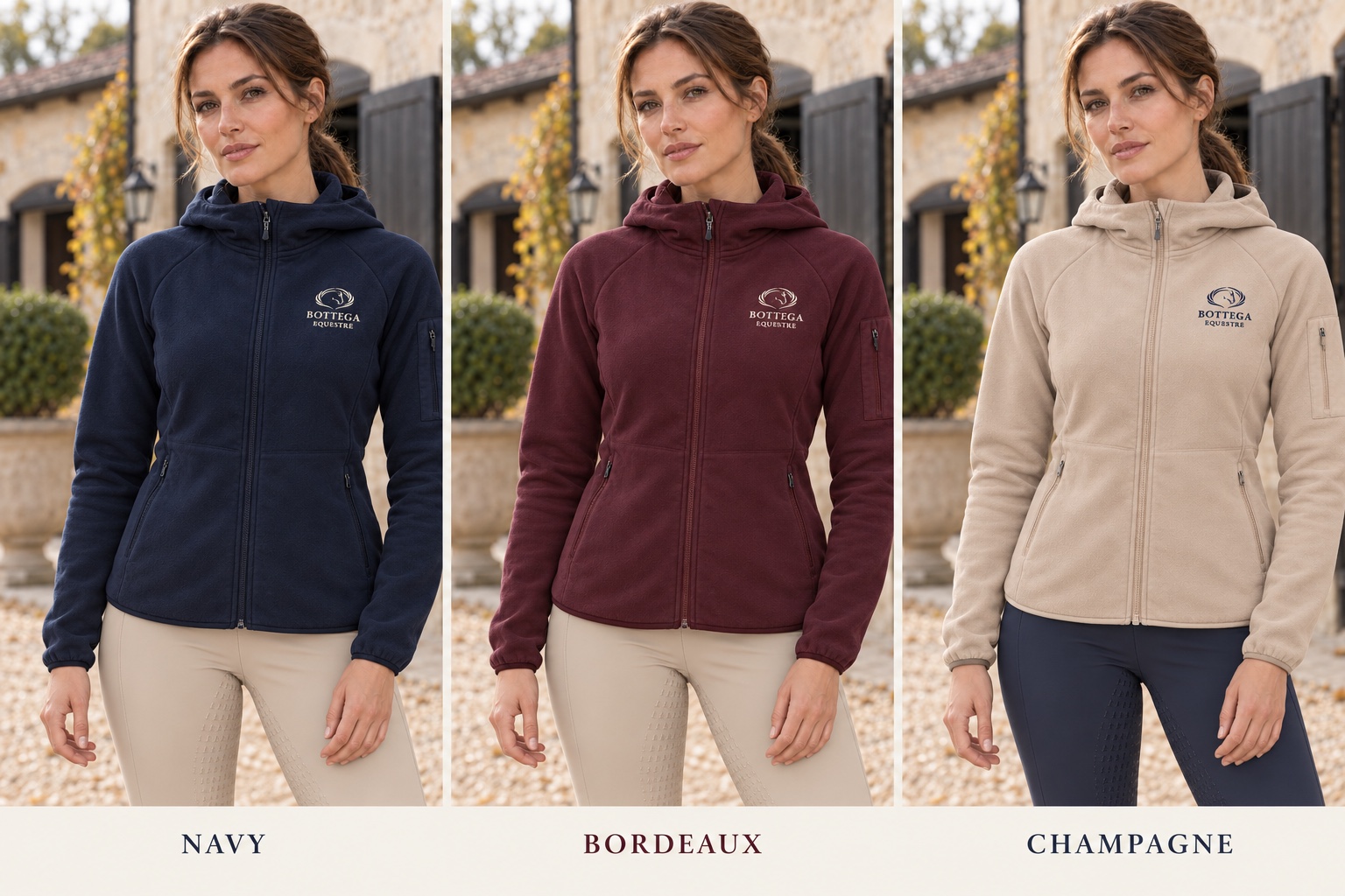 Концепция: Флисовая модель с капюшоном — Navy · Bordeaux · Champagne