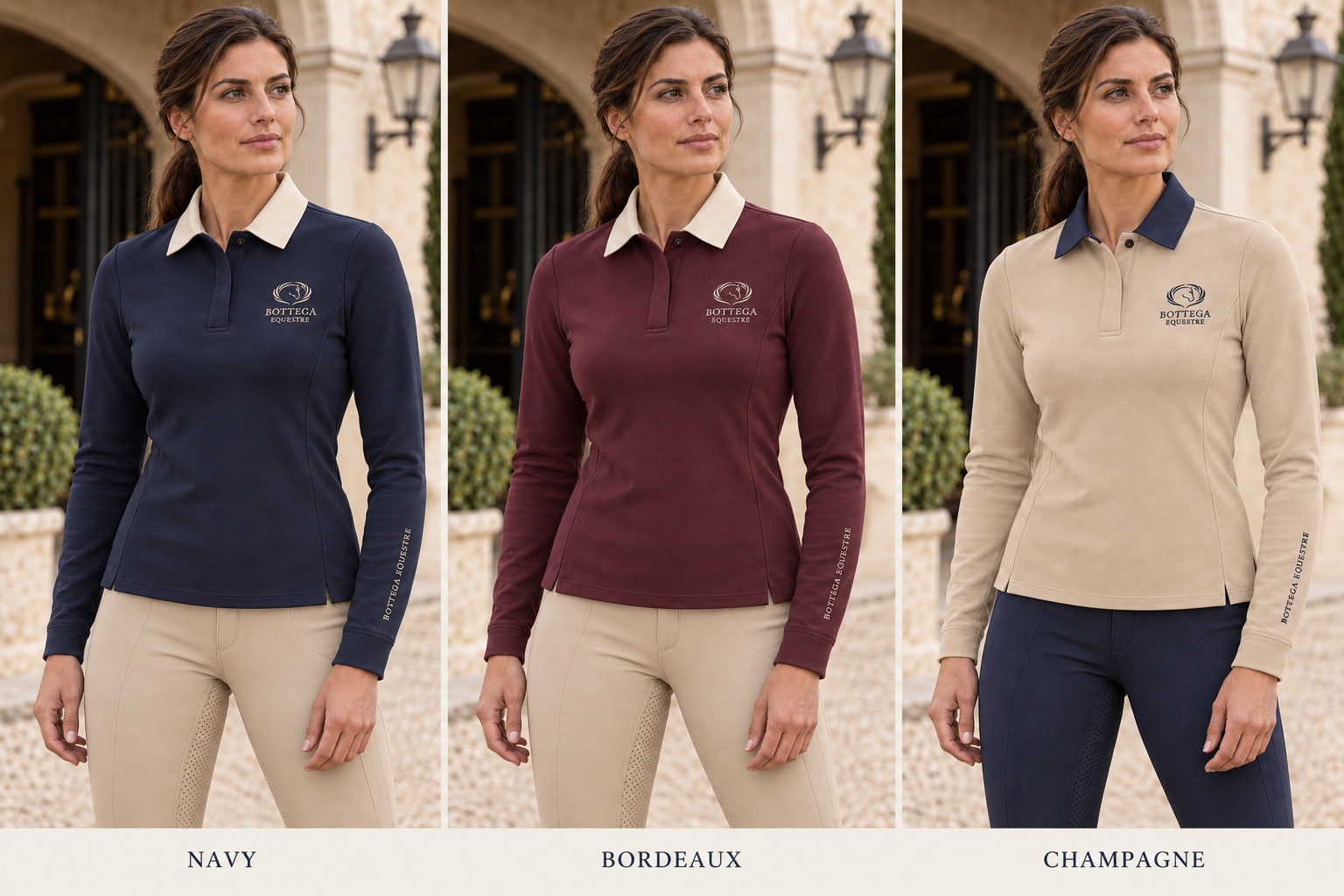 Концепция: Поло Bianca — Navy · Bordeaux · Champagne